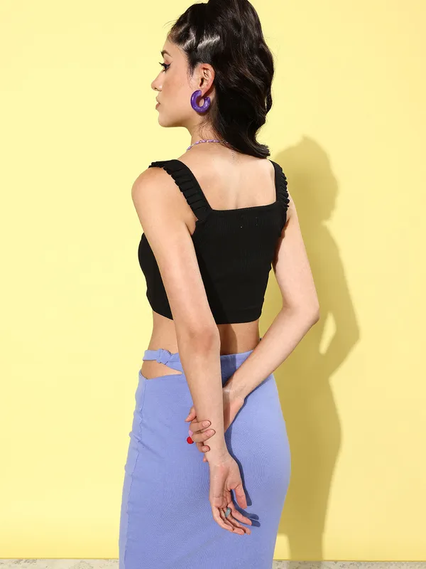 Black_Cotton_Blend_Casual_Solid_Square_Neck_Slim_Fit_Top_For_Women