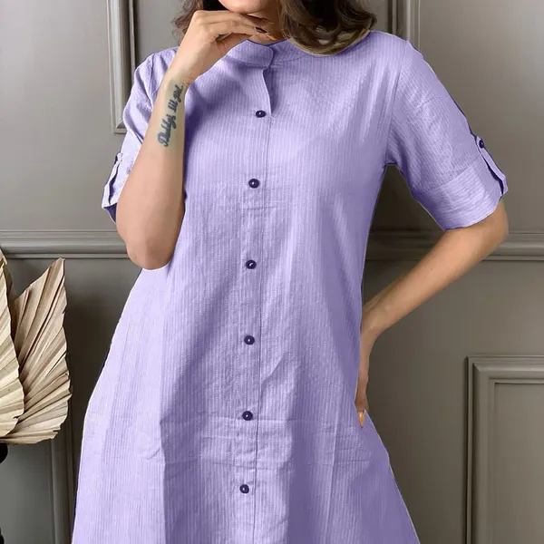 Levender_Khadi_Cotton_Ethnic_Kurta_and_Pant_Set_For_Women