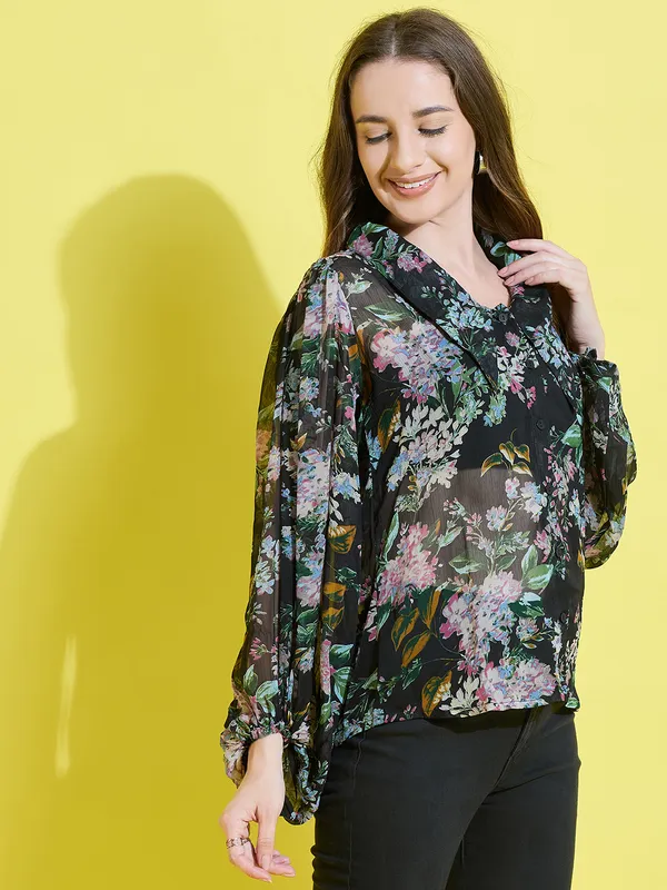 Multicolor_Chiffon_Casual_Printed_Collared_Regular_Fit_Top_For_Women