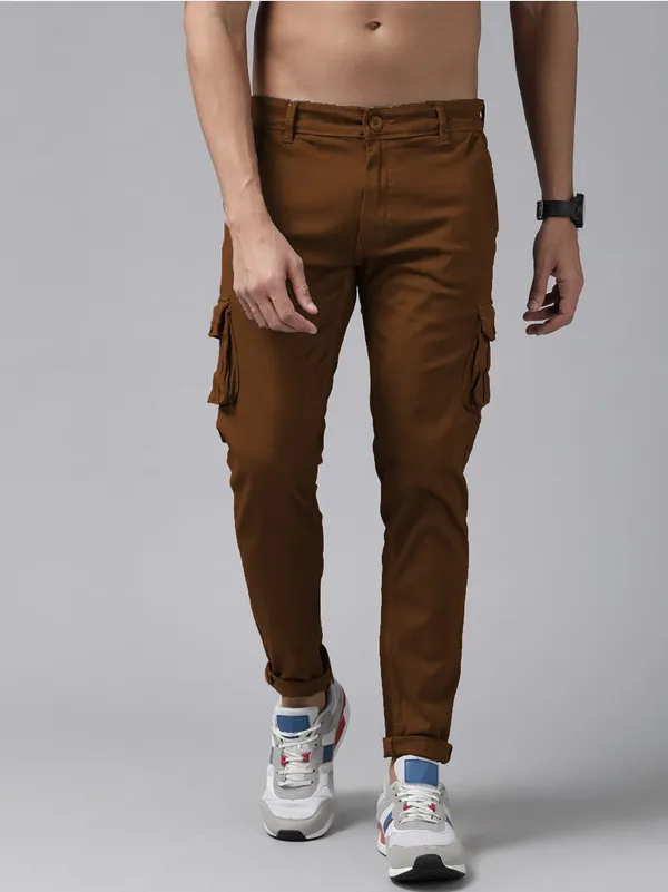 Khaki_Cotton_Blend_Solid_Mens_Cargo
