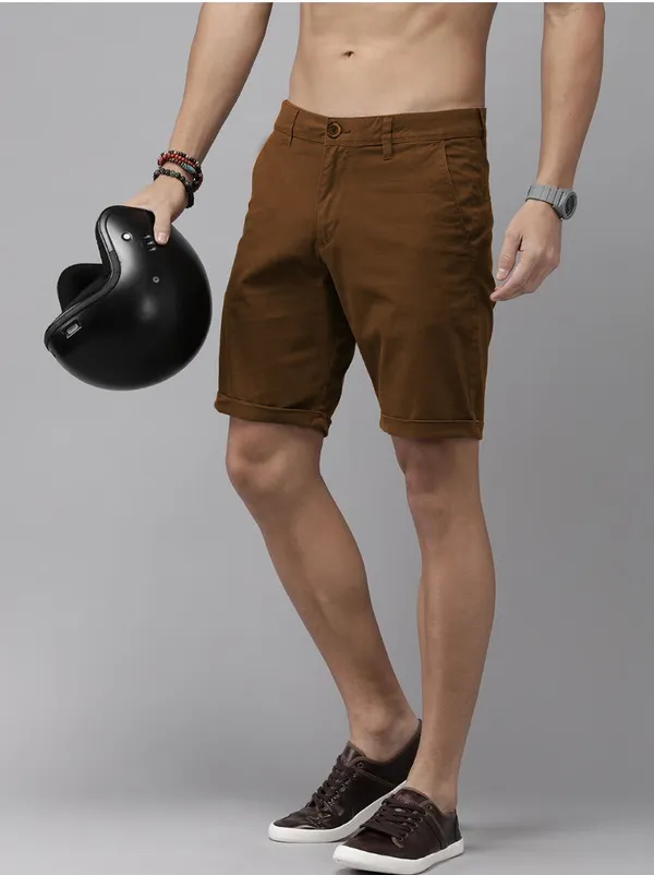 Khaki_Cotton_Blend_Premium_Solid_Men_Chino_Shorts_For_Men