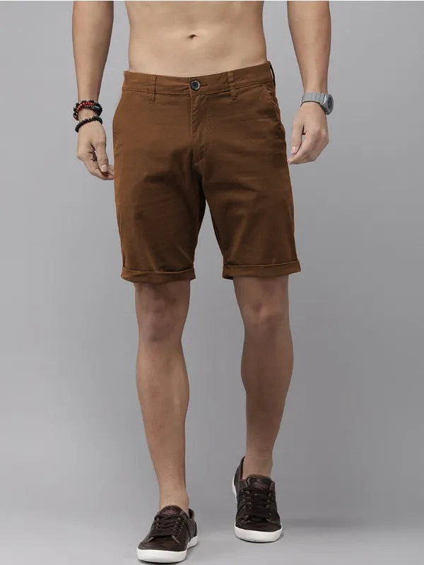 Khaki_Cotton_Blend_Premium_Solid_Men_Chino_Shorts_For_Men