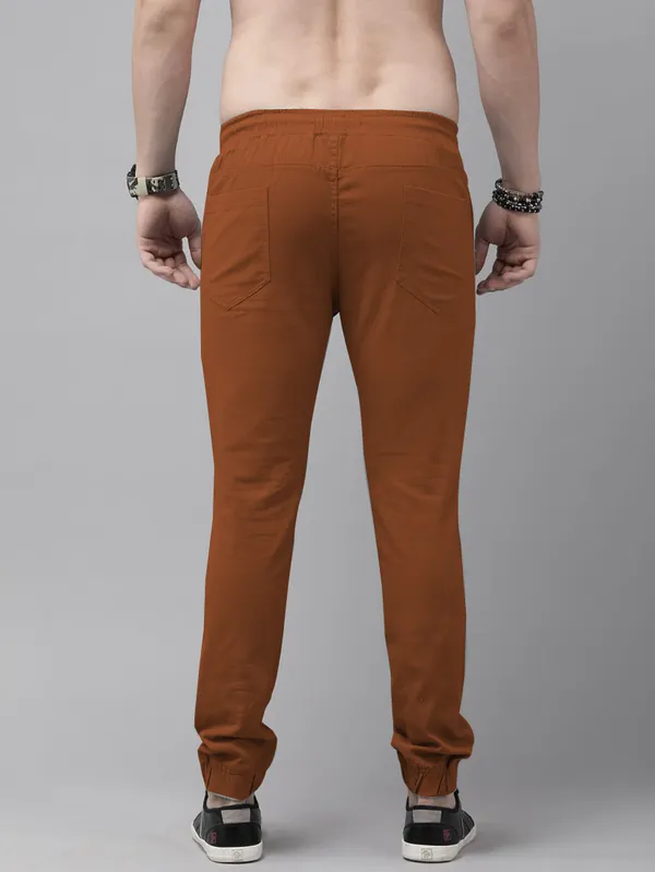 Khaki_Cotton_Blend_Solid_Mens_slim_fit _Joggers