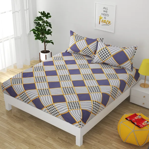 blue_Pure_Cotton_Bedsheet_Two_Pillow_Covers_Included_90X100_inches