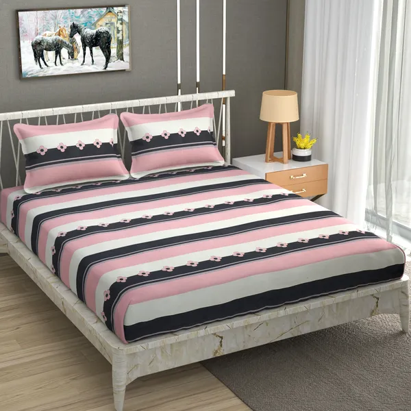 pink_Pure_Cotton_Bedsheet_Two_Pillow_Covers_Included