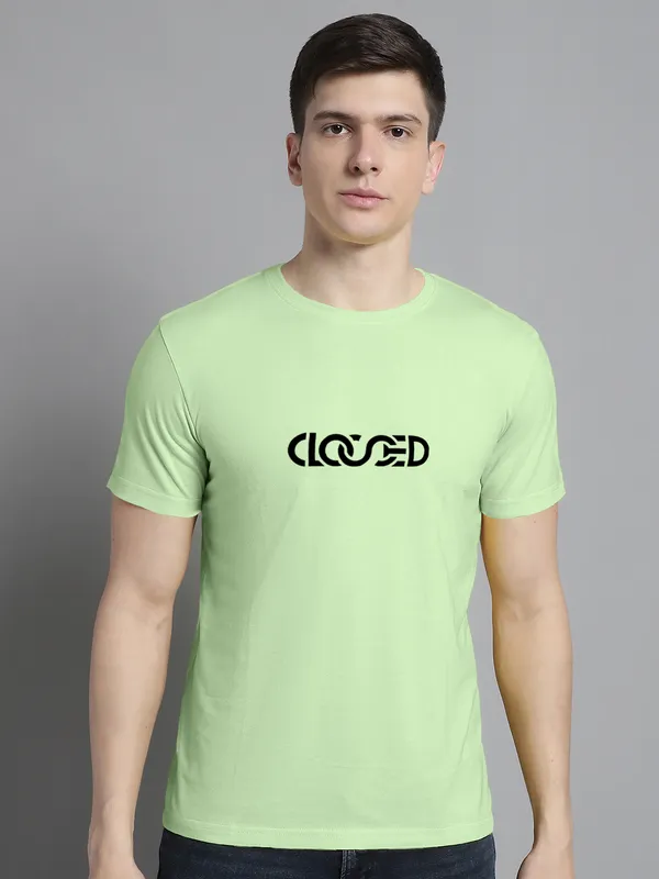 Pack_of_2_Orange_&_Sea_Green_Cotton_Rib_Trimmed_Neckline_Printed_T-Shirt_For_Men