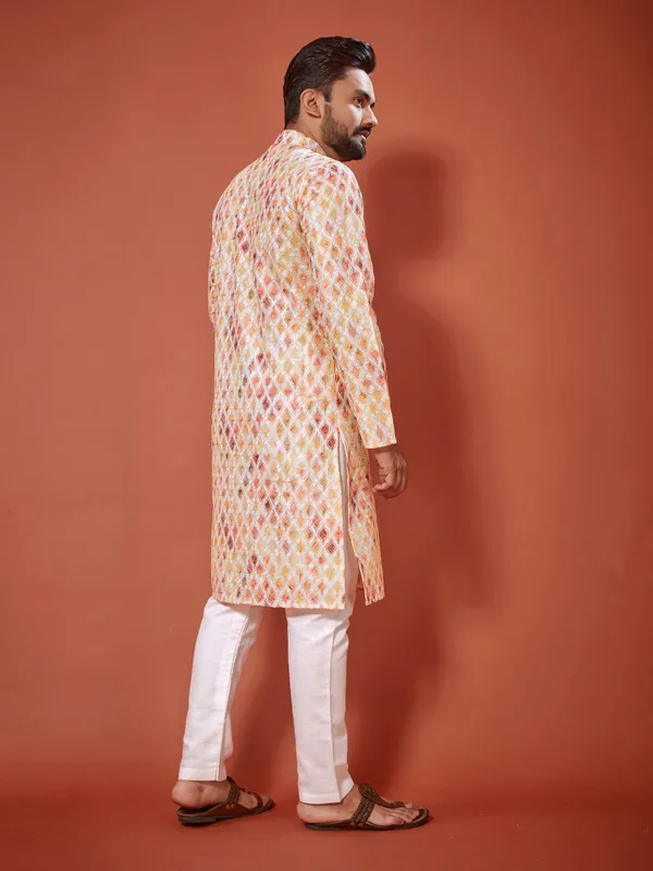 knockout_Lucknowi_Chikankari_Digital_Print_Cotton_Kurta_For_Men