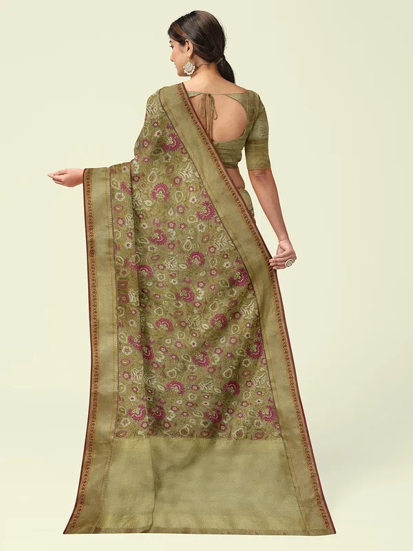 Beige_Cotton_Blend_Banarasi_Sarees_For_Women