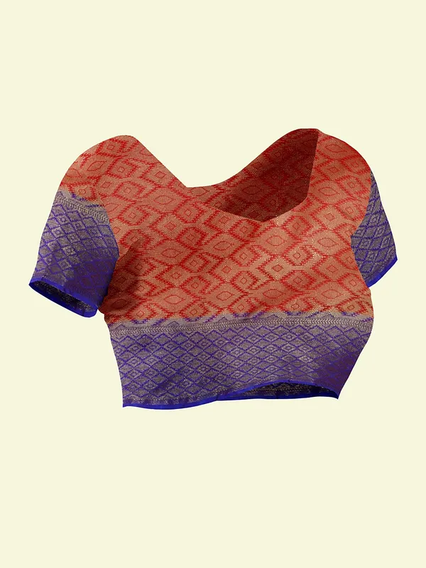 Red_Cotton_Blend_Banarasi_Sarees_For_Women