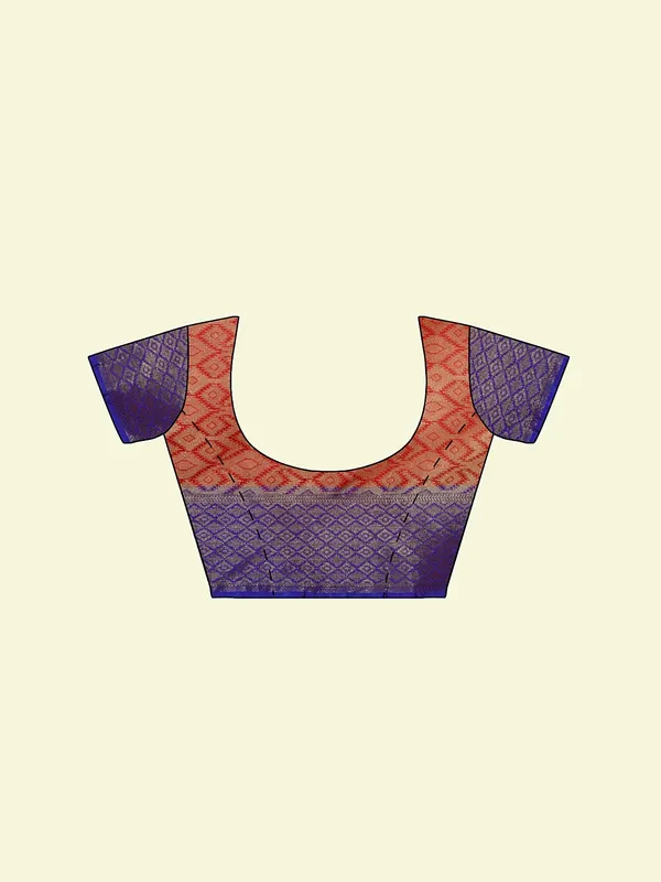 Red_Cotton_Blend_Banarasi_Sarees_For_Women