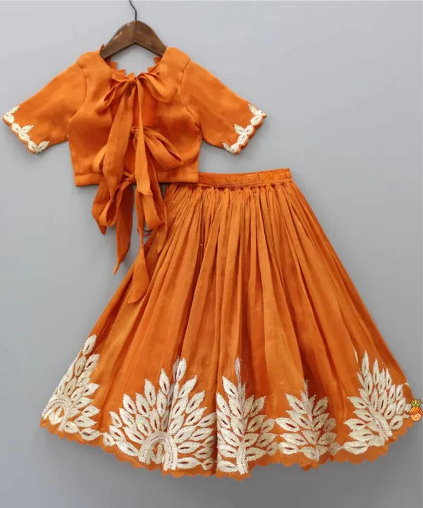 Orange_Girls_Embroidered_Taffeta_Silk_Full_Stitched_Lehenga_Choli_Set