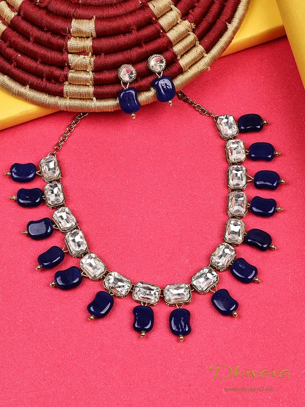 Antique_Navy_Blue_Alloy_Jewellery_Set_For_Women_|_Necklace_And_Earings