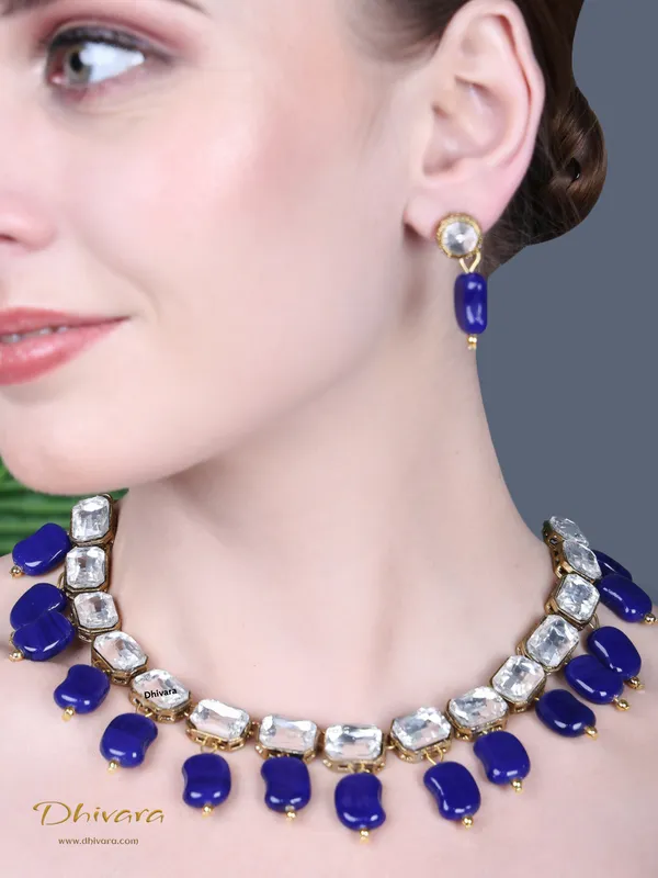 Antique_Navy_Blue_Alloy_Jewellery_Set_For_Women_|_Necklace_And_Earings