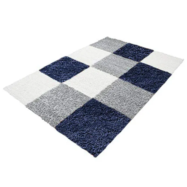 Navy_Blue_Chess_Box_Design_Non_Shedding_Shaggy_Carpets