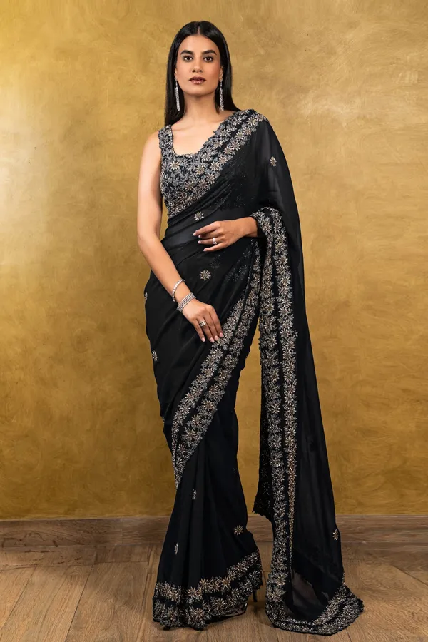 Designer_Black_Thread_Work_Rangoli_Silk_Saree
