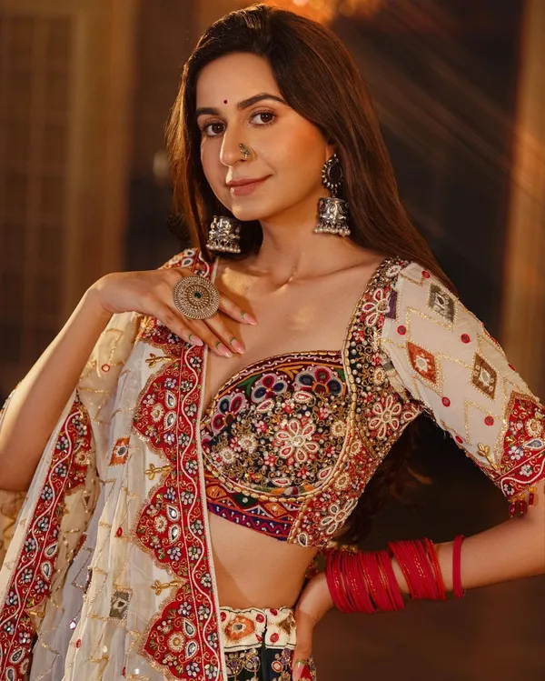 Multy_Lehenga_Choli_With_Mirror_Work_And_Attached_Pink_Dupatta