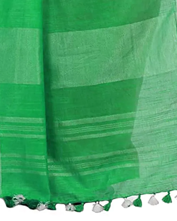 Orange_&_Honeydew_Green_women's_Bhagalpuri_Handloom_Linen_Cotton_Blend_Two_Dye_Saree_With_Running_Unstitched_Blouse_Piece