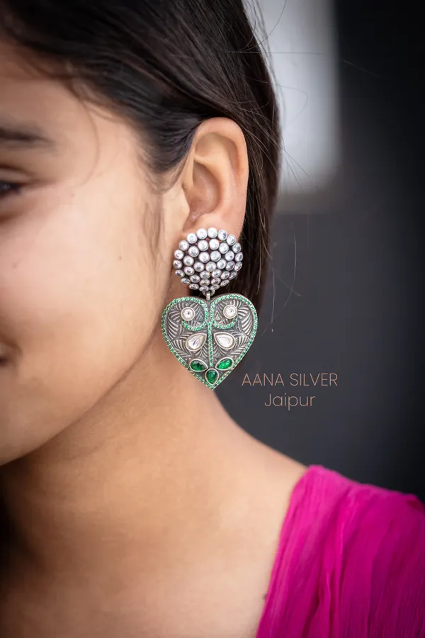 925_Pure_Sterling_Silver_|_Leaf_Kundan_Earrings_|_Well_Stamped_&_Hallmarked