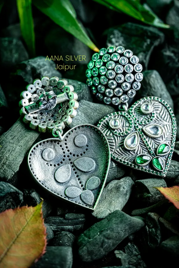 925_Pure_Sterling_Silver_|_Leaf_Kundan_Earrings_|_Well_Stamped_&_Hallmarked