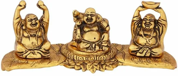 Laughing_Buddha_In_3_Postures_In_Metal_Handicrafts_Antique_Gold_Plated_Decorative_Showpiece_-_6.4_Cm_(Aluminium)
