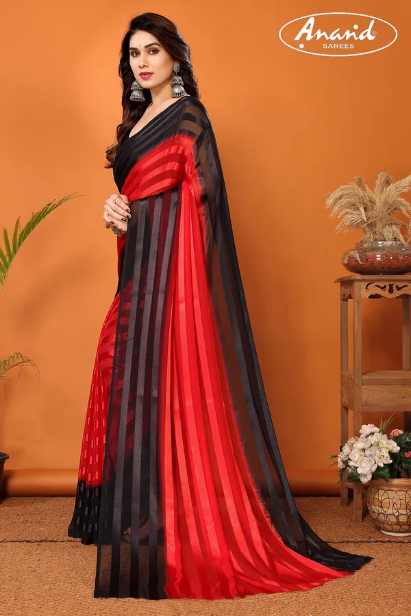 Striped_Bollywood_Satin_Saree_(Red,_Black)