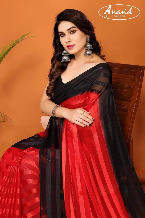 Striped_Bollywood_Satin_Saree_(Red,_Black)