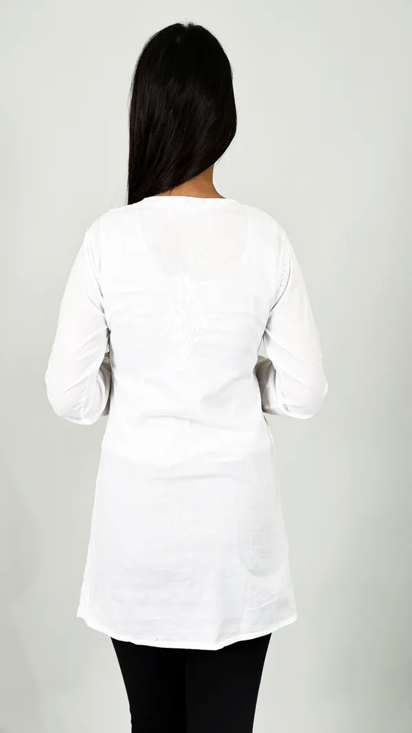 White_Cotton_Casual_Short_Kurti_For_Women