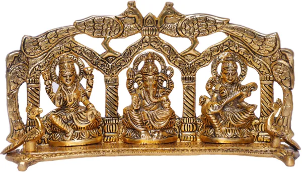 Laxmi_Ganesha_Saraswati_Metal_Statue/Murti_For_Diwali_Pooja&Home_Decor