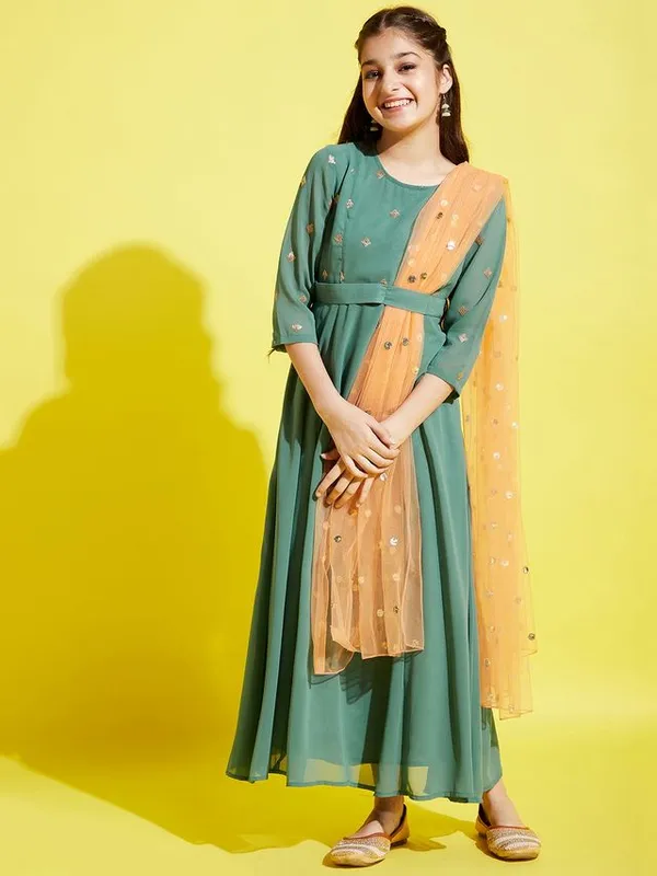 Green__Dress_for_Girl_|_Georgette_Maxi