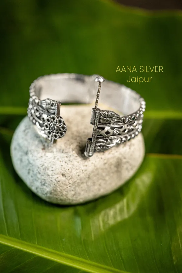 925_Pure_Sterling_Silver_|_Saundarya_Peacock_Jarkan_Kada_|_Well_Stamped_&_Hallmarked