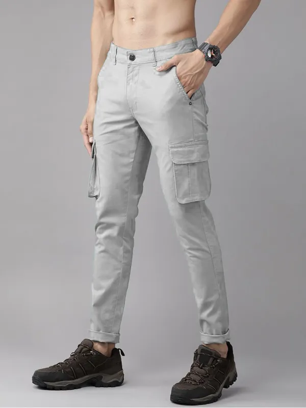 Light_Grey_Cotton_Blend_Premium_Solid_Cargo_For_Men