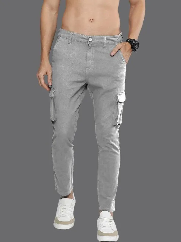 Light_Grey_Cotton_Blend_Solid_Mens_Cargo