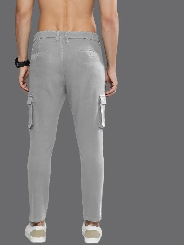 Light_Grey_Cotton_Blend_Solid_Mens_Cargo