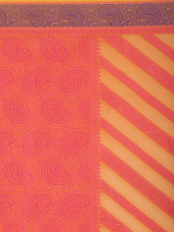 Orange_Cotton_Blend_Banarasi_Sarees_For_Women