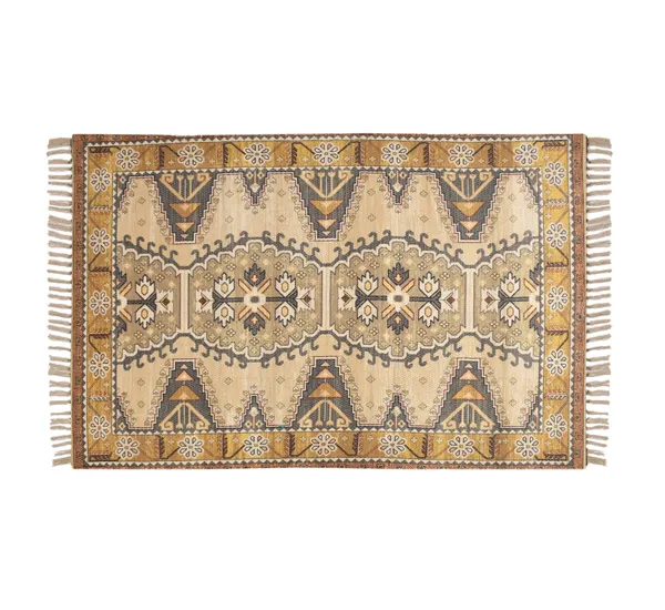 Multicolor_Blue_Dahlia_Design_Polyester_Elastic_Stretchable_Printed_Sofa_Cover_And_Multicolor_Chindi_Handmade_Printed_Modern_Rugs_Carpet_For_Living_Room_or_Drawing_Room_And_Enhanced_Decor_For_Bedroom_Combo_Pack_Of_2