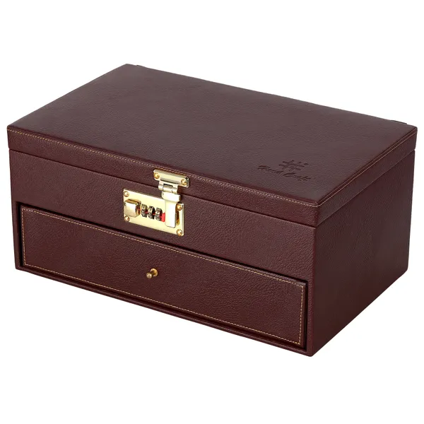 Watch_Box_Organizer_Holder_Jewelry_Accessories_Display_Storage_Case_Watch_Organiser_Collection_Box_10_Slots_And_Drawer_With_3_Digit_Combination_Lock_In_PU_Leather_For_Men_Women_Brown_Color