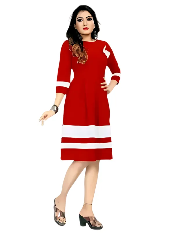 Red_Classic_Crepe_Colour-Block_Wrap_Dress_With_ButterFly