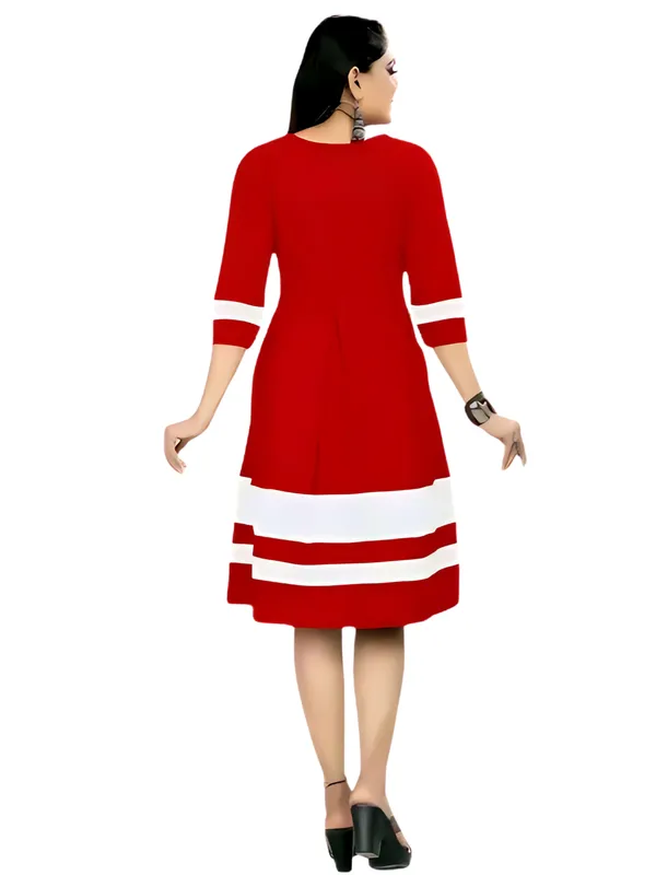 Red_Classic_Crepe_Colour-Block_Wrap_Dress_With_ButterFly