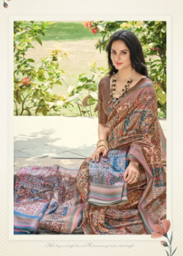 Multicolor_Jacquard_Weaved_With_Fancy_Jari_Rich_Pallu_Border_With_Digital_Printed_Saree_With_Blouse