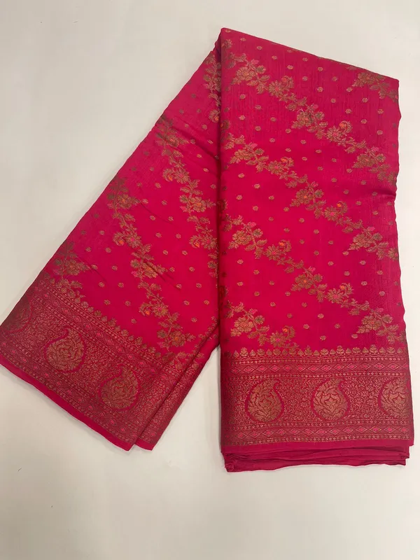 Humairah_Pure_Handwoven_Pink_Muga_Silk_Aada_Diagonal_Zari__Mina_Jaal_Chunri_Booti_Paisley_Anchal_Minakari_Zari_Paisley_Border_Banarasi_Saree_with_Pink_Blouse_piece
