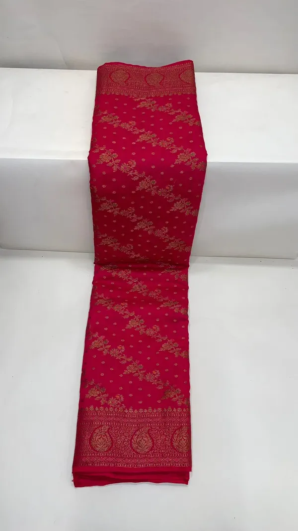 Humairah_Pure_Handwoven_Pink_Muga_Silk_Aada_Diagonal_Zari__Mina_Jaal_Chunri_Booti_Paisley_Anchal_Minakari_Zari_Paisley_Border_Banarasi_Saree_with_Pink_Blouse_piece