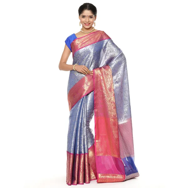 Blue_Kanchi_Silk/Brocade_Banarasi_Sarees_For_Women