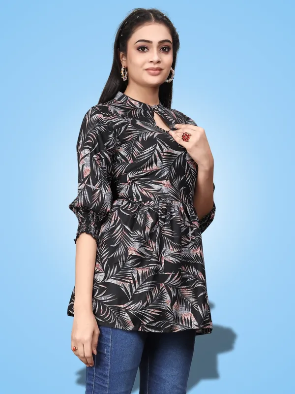 Black_Classic_Rayon_Solid_Trendy_Tops