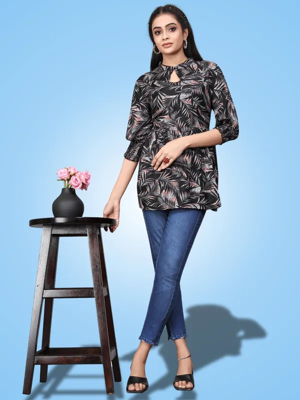 Black_Classic_Rayon_Solid_Trendy_Tops
