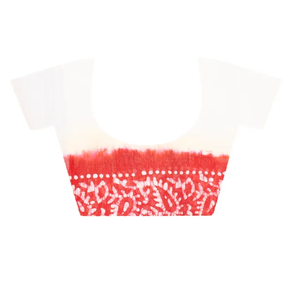 White_And_Red_Linen_Batik_Print_Soft_Saree_With_Blouse_Pcs
