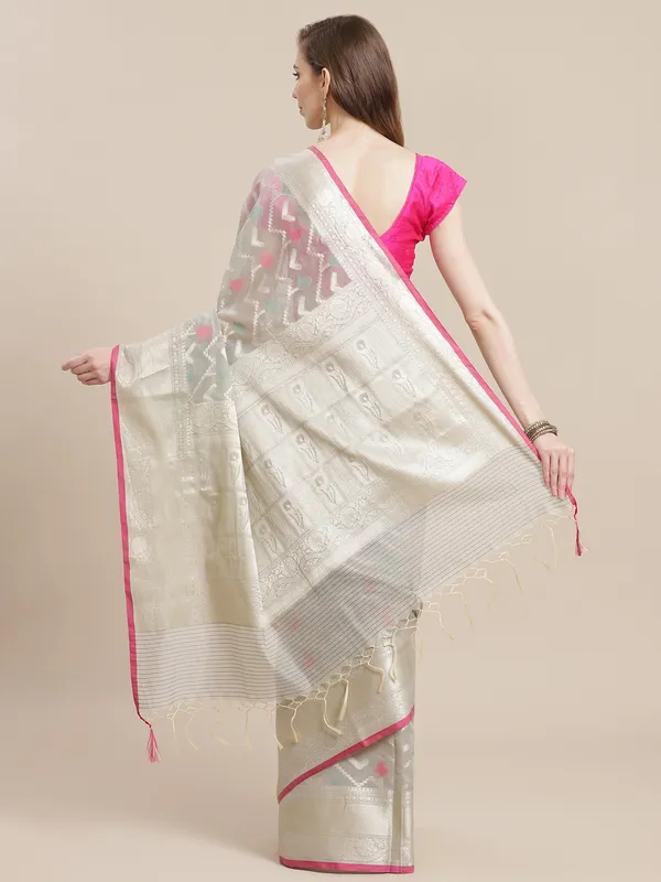 Grey_Masrise_Cotton/Cotton_Banarasi_Sarees_For_Women