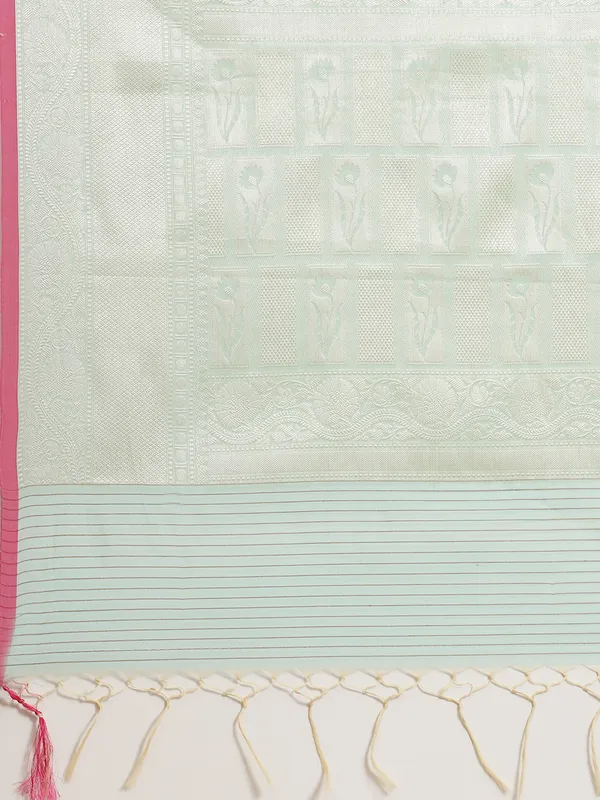 Sea_Green_Masrise_Cotton/Cotton_Banarasi_Sarees_For_Women