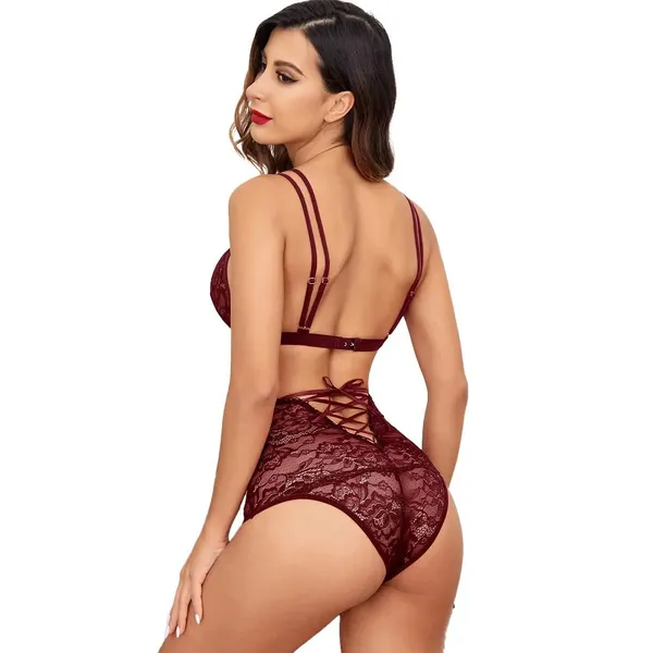Maroon_High_Waist_Lingerie_Set_For_Women