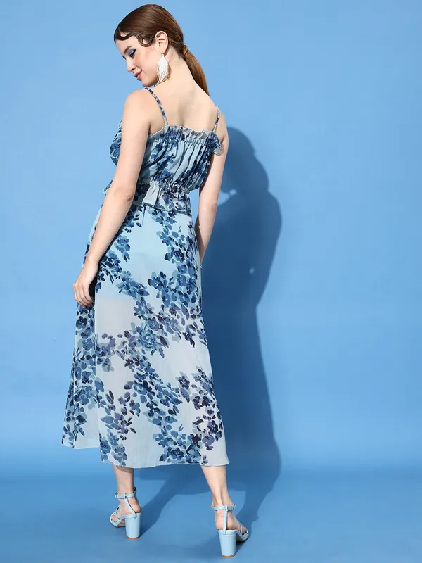 Blue_Floral_Top_with_Skirt_Co-ords_Set_For_Women.