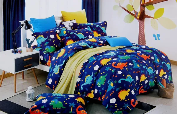 220TC_king_Size_Double_Bed_Elastic_Fitted_100%_Cotton_Feel_Printed_Bedsheet_with_2_Pillow_Cover_(72"x78"_Upto_6"_Mattress)_Blue_Dinosaurs